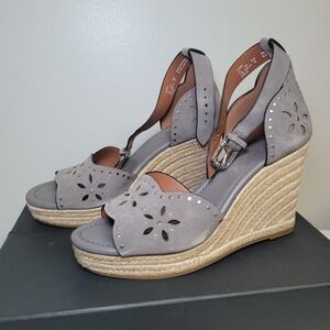 Coach Kelsi Suede Wedge Heather Gray Womens 7.5 B FG3464 Espadrille Sandal